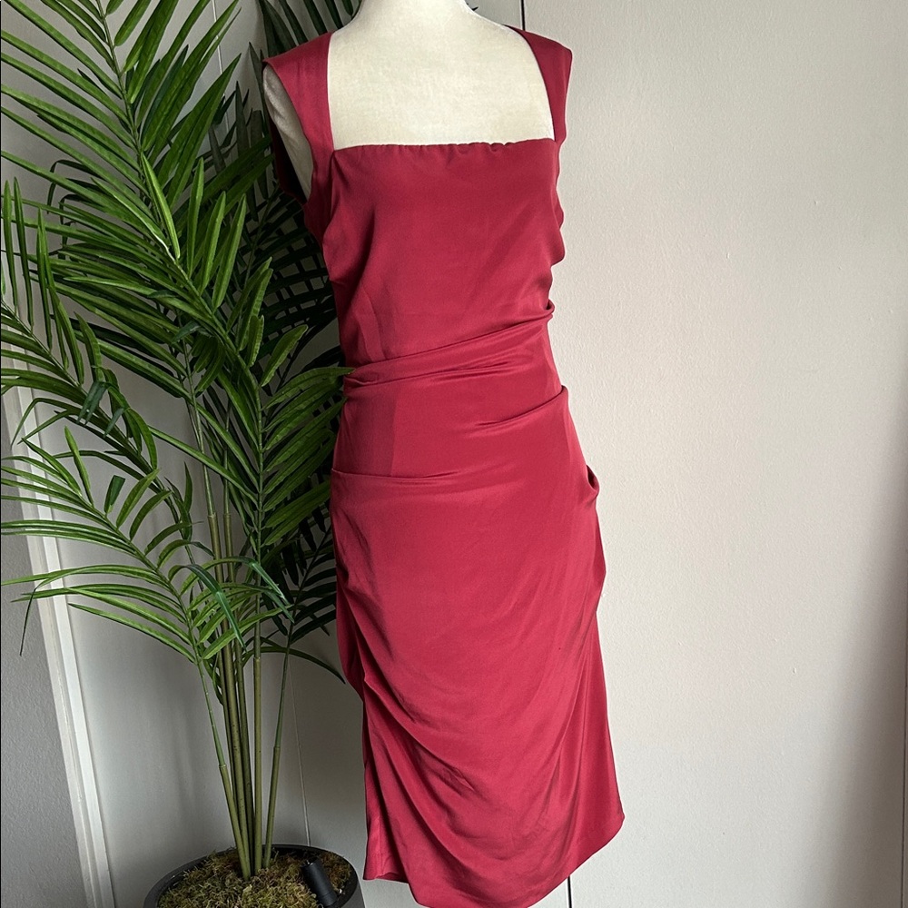 NICOLE MILLER COLLECTION Coral Silk Dress 6